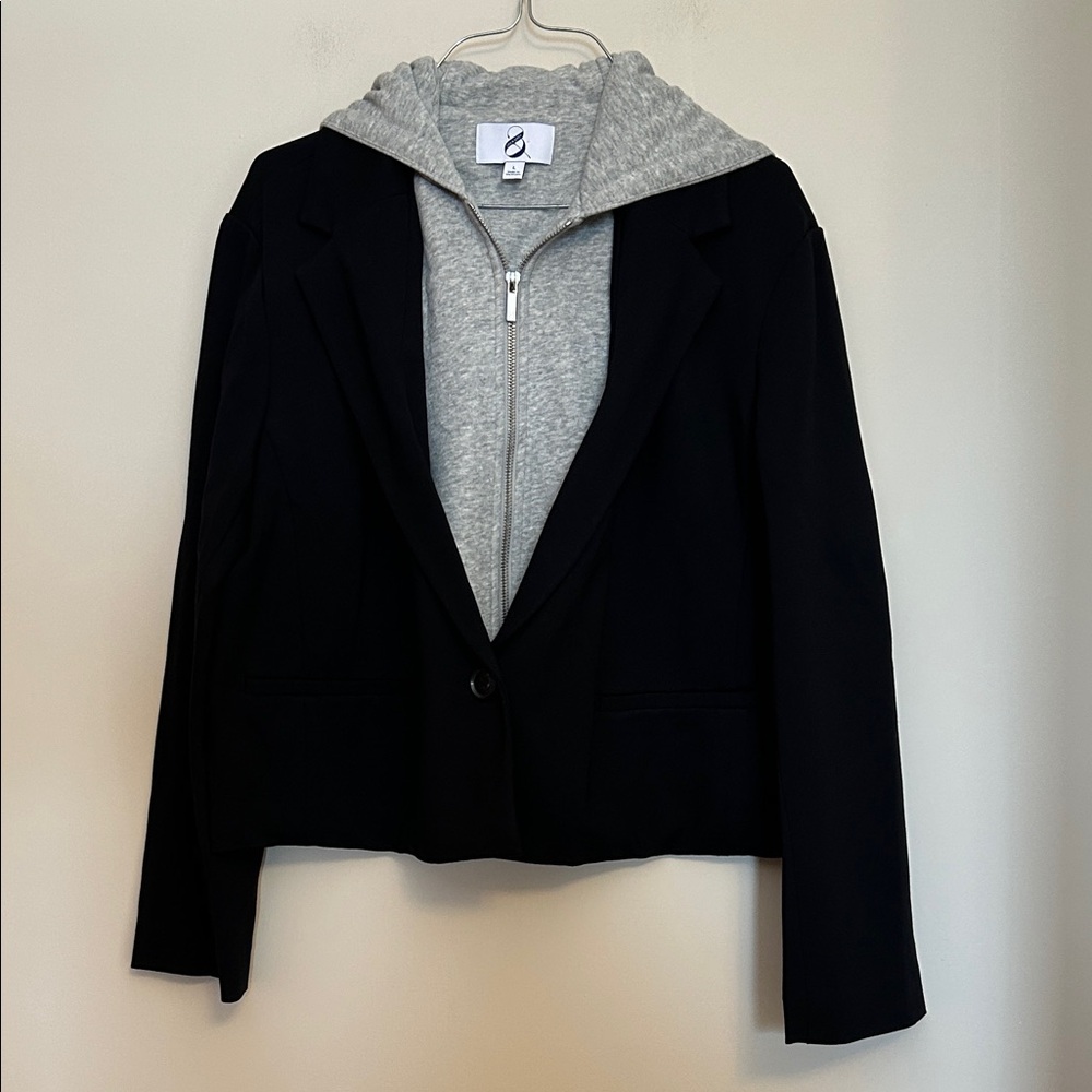 Lou & Grey black blazer over grey hoodie look in excellent condition  size L (5)